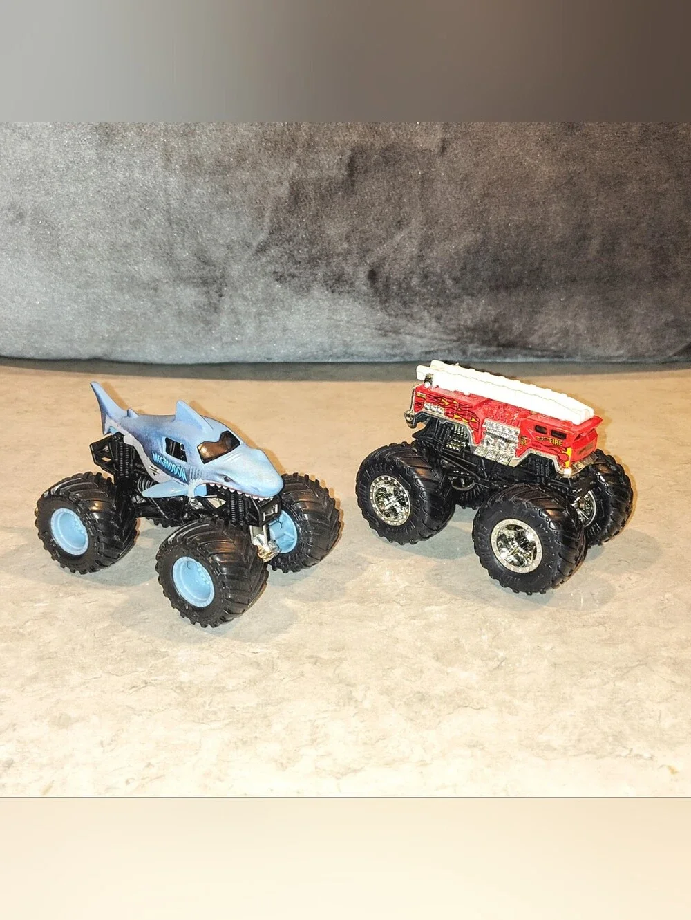 5 VTG HOT WHEELS 57' THUNDERBIRD 57' CHEVY 66' CHEVY NOVA SS & 2 MONSTER TRUCKS
